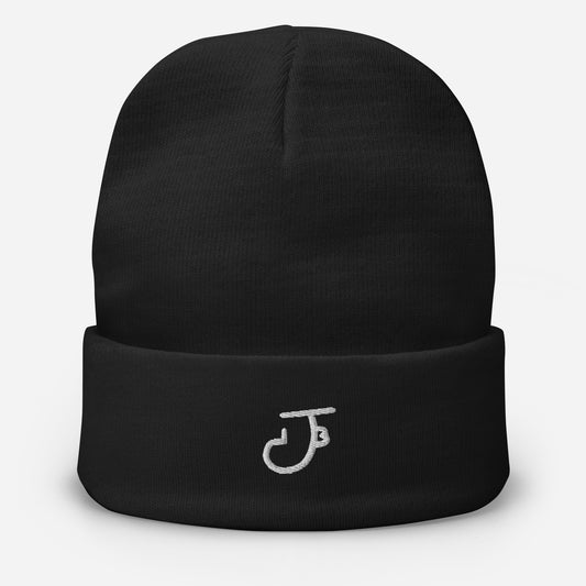 Black beanie with an 13Jul Clothing logo on the front against a white back ground.