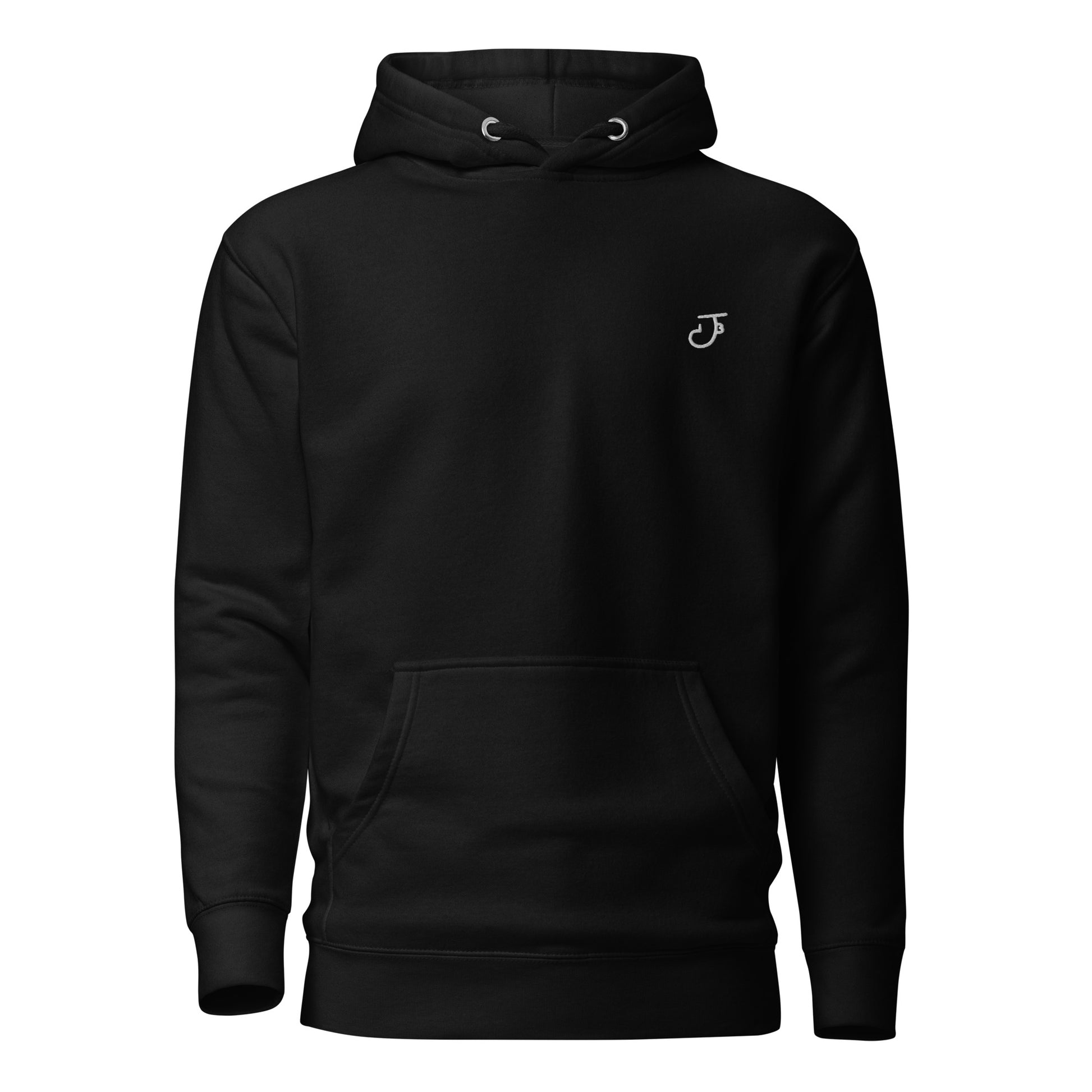 Black hoodie with a 13Jul Clothing logo on the front against a white back ground.