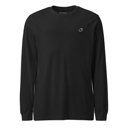Black long-sleeve shirt with an 13Jul Clothing logo on the front against a white back ground.